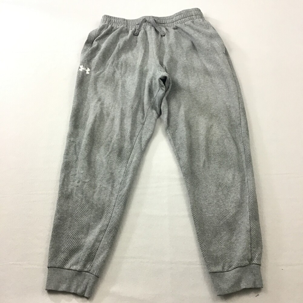 Under Armour Pants Large Gray Printed Jogger Sweatpants Tapered Logo Pockets L